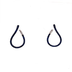 ESTATE 1.49CT AAA SAPPHIRE 18KT WHITE GOLD SIDEWAYS TEAR DROP HANGING EARRINGS
