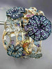 ESTATE LARGE 9.26CT MULTI COLOR DIAMOND & AAA GEM 14K GOLD AQUATIC FLOWER BANGLE