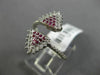 ESTATE WIDE .36CT DIAMOND & AAA RUBY 14KT WHITE GOLD TRIANGLE PAVE FLEXIBLE RING