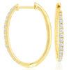ESTATE .50CT DIAMOND 14K YELLOW GOLD 3D ROUND CLASSIC OVAL HOOP HANGING EARRINGS