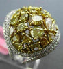 EXTRA LARGE 3.88CT WHITE & FANCY YELLOW DIAMOND 18KT TWO TONE GOLD CLUSTER RING