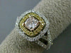 ESTATE LARGE GIA 1.0CT DIAMOND 18K TRI COLOR GOLD 3D CUSHION CUT ENGAGEMENT RING