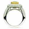 ESTATE LARGE 4.82CT WHITE & FANCY YELLOW DIAMOND 18KT WHITE GOLD ENGAGEMENT RING