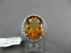 ESTATE MASSIVE 7.28CT DIAMOND & AAA EXTRA FACET CITRINE 14KT WHITE GOLD 3D RING