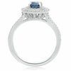 ESTATE 2.05CT DIAMOND & AAA SAPPHIRE 14KT WHITE GOLD DOUBLE HALO ENGAGEMENT RING