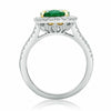 ESTATE LARGE 4.13CT DIAMOND & AAA EMERALD 14KT 2 TONE GOLD HALO ENGAGEMENT RING