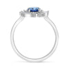 1.40CT DIAMOND & AAA SAPPHIRE PLATINUM 3D OVAL & BAGUETTE SOLITAIRE FUN RING
