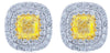 3.92CT WHITE & FANCY YELLOW DIAMOND 18KT 2 TONE GOLD 3D CUSHION & ROUND EARRINGS