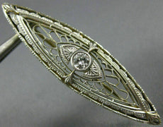 ANTIQUE .20CT OLD MINE DIAMOND 14K WHITE GOLD 3D OPEN FILIGREE PIN BROOCH #18967
