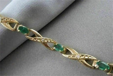 ESTATE 14KT 2.42 CTW EMERALD & DIAMONDS YELLOW GOLD BRACELET