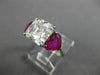 ESTATE LARGE GIA 6.28CT DIAMOND & AAA RUBY 18KT WHITE GOLD 3D ENGAGEMENT RING