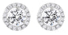 ESTATE 1.55CT DIAMOND 18KT WHITE GOLD ROUND CLASSIC SOLITAIRE HALO STUD EARRINGS