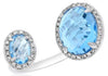 ESTATE 4.62CT DIAMOND & AAA BLUE TOPAZ 14KT WHITE GOLD 3D DOUBLE OVAL FUN RING