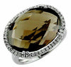 13.06CT DIAMOND & AAA SMOKY TOPAZ 14KT WHITE GOLD 3D OVAL HALO CLASSIC RING
