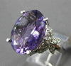 ESTATE LARGE 7.73CTW DIAMOND & AAA AMETHYST 14KT WHITE 3D FLORAL COCKTAIL RING