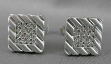 ESTATE LARGE 1.70CTW DIAMOND 14K WHITE GOLD STRIPE CUFFLINKS F VVS/VS 17MM #2125