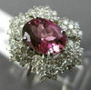 LARGE 1.89CT DIAMOND & AAA OVAL PINK TOURMALINE 14KT WHITE GOLD ENGAGEMENT RING