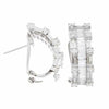 LARGE 3.5CT DIAMOND 18KT WHITE GOLD 3D ROUND & BAGUETTE CLIP ON HANGING EARRINGS