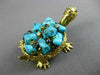 ESTATE WIDE 45.4CT DIAMOND & TURQUOISE 14K YELLOW GOLD HAPPY TURTLE PIN BROOCH