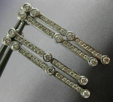 ESTATE 1.27CT DIAMOND 14KT WHITE GOLD BEZEL DOUBLE ROW HANGING EARRINGS #16917