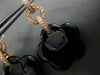 ESTATE LARGE .30CT DIAMOND & AAA ONYX 14K ROSE GOLD FLOWER STAR HANGING EARRINGS