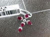 1CT DIAMOND & AAA RUBY 18KT WHITE GOLD ROUND & PEAR SHAPE CROSS FLOATING PENDANT