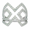 ESTATE WIDE 1.38CT ROUND DIAMOND 18K WHITE GOLD 3D CLASSIC V SHAPE FUN LOVE RING
