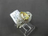 ESTATE 1.64CT FANCY YELLOW DIAMOND 18K TWO TONE GOLD DOUBLE HALO ENGAGEMENT RING