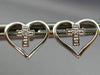 ESTATE .02CT DIAMOND 14KT WHITE GOLD 3D CLASSIC OPEN HEART CROSS STUD EARRINGS