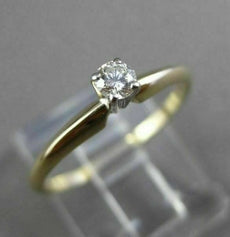 ESTATE .10CT DIAMOND 14KT TWO TONE GOLD CLASSIC SOLITAIRE FRIENDSHIP RING #23780