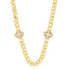 ESTATE .80CT DIAMOND 14KT YELLOW GOLD 3D FLOWER BY THE YARD CUBAN LOVE NECKLACE