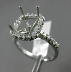 LARGE .72CT DIAMOND 14KT WHITE GOLD EMERALD CUT HALO SEMI MOUNT ENGAGEMENT RING