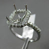 LARGE .72CT DIAMOND 14KT WHITE GOLD EMERALD CUT HALO SEMI MOUNT ENGAGEMENT RING