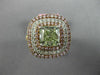 GIA LARGE 2.69CT MULTI COLOR DIAMOND 18KT WHITE & ROSE 3D SQUARE ENGAGEMENT RING