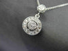 ESTATE .19CT DIAMOND 14KT WHITE GOLD FLOATING DOUBLE HALO CIRCLE PENDANT & CHAIN