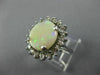 ANTIQUE LARGE 3.66CT OLD MINE DIAMOND & AAA OPAL 14KT WHITE GOLD OVAL HALO RING
