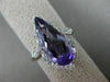 LARGE 3.50CT DIAMOND & AAA PEAR SHAPE AMETHYST 14KT WHITE GOLD 3D FILIGREE RING