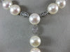 ESTATE LARGE .26CT DIAMOND & AAA PEARL 14KT WHITE GOLD 3D OVAL LARIAT NECKLACE