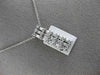 ESTATE .42CT ROUND & BAGUETTE DIAMOND 18KT WHITE GOLD 3 ROW RECTANGULAR PENDANT