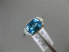 ESTATE 1.31CT DIAMOND & AAA BLUE TOPAZ 14K WHITE GOLD 3 STONE FILIGREE LOVE RING