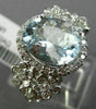 LARGE 2.92CT DIAMOND & AAA OVAL AQUAMARINE 14K WHITE GOLD FLOWER ENGAGEMENT RING