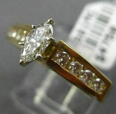 ESTATE .43CT ROUND & MARQUISE DIAMOND 14K YELLOW GOLD 3D CLASSIC ENGAGEMENT RING
