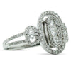 ESTATE WIDE .71CT ROUND DIAMOND 18KT WHITE GOLD 3D MULTI OVAL HALO PROMISE RING