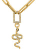.21CT DIAMOND & AAA SAPPHIRE 14KT YELLOW GOLD 3D ROUND SNAKE LARIAT FUN NECKLACE
