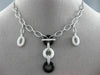 ESTATE .11CT DIAMOND ONYX & WHITE AGATE 18K WHITE GOLD 3D CIRCLE OF LIFE PENDANT