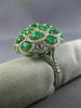 ESTATE LARGE 4.87CT DIAMOND & AAA EMERALD 18KT 2 TONE GOLD FLOWER CLUSTER RING