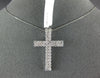 ESTATE LARGE 2.0CT DIAMOND 14KT WHITE GOLD 3D CLASSIC TWO ROW CROSS PENDANT