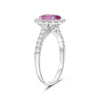 1.86CT DIAMOND & AAA PINK SAPPHIRE 18K WHITE GOLD 3D OVAL FLOWER ENGAGEMENT RING