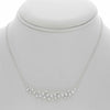 ESTATE .46CT DIAMOND 14KT WHITE GOLD 3D ZIG ZAG LEAF FLOWER BEZEL LOVE NECKLACE