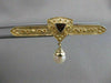ESTATE TRILLION GARNET PEARL 14K YLW GOLD FILIGREE HANGING BAR PIN BROOCH #20844